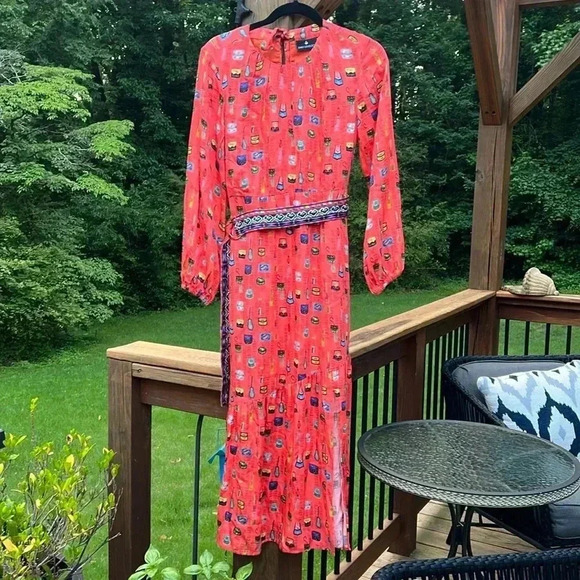 Emily Lovelock Teatime Midi Dress - Orange - Picture 3 of 10